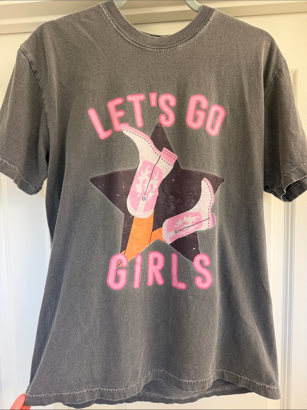 Comfort Colors Gray Graphic Tee with Pink Boots - Nashville Night Out!